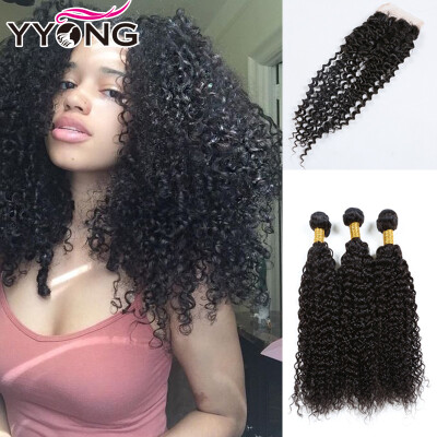 

YYONG 8A Malaysian Virgin Hair Curly Wave Lace Closure Free /Middle/Three Part Closure 8"-30" 4X4 Malaysian Curly Wave Closure