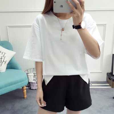 

VIVAHEART Korean casual fashion solid color round neck T-shirt short-sleeved jacket female VWTD174138 white L