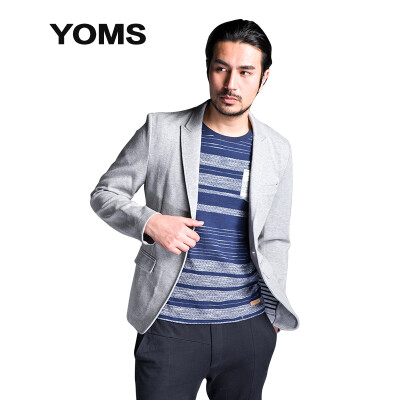 

YOMS) suits men's England fashion casual self-cultivation a buckle color yarn combing cotton small suit jacket 52233009 possession of green