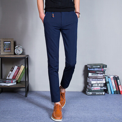 

Playboy VIP Collection Повседневные брюки Мужские брюки из девяти брюк Тонкие фитинги Прямые брюки 1904 Deep Blue 32