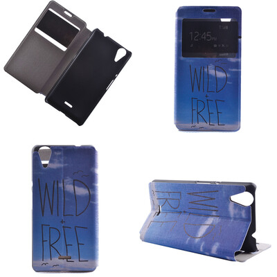 

Wild Free Design PU Leather Flip Cover Wallet Card Holder Case for Wiko Rainbow Lite