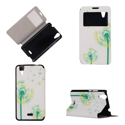 

Green Dandelion Design PU Leather Flip Cover Wallet Card Holder Case for Wiko Rainbow Jam 4G