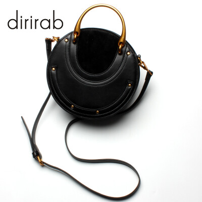 

Dirirab genuine leather women's shoulder bag round bag handbag small round bag cowhide diagonal package pig bag rivets fashion