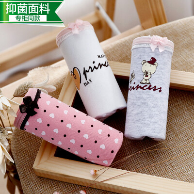 

Jingdong supermarket] red beans home underwear ladies underwear 3 yew sterile soft cotton fabric child fun printing girl briefs combination three 160 / 68A