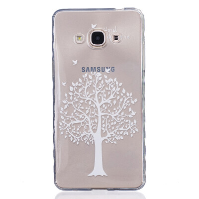 

White tree Pattern Soft Thin TPU Rubber Silicone Gel Case Cover for SAMSUNG GALAXY J3 Pro