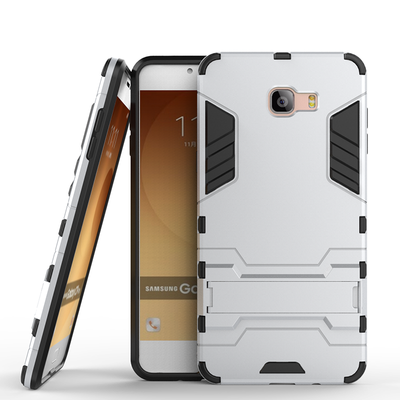 

Silver Slim Robot Armor Kickstand Shockproof Hard Rugged Rubber Back Case For SAMSUNG Galaxy C9