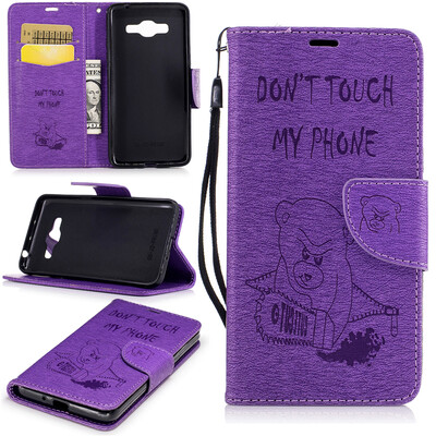 

Фиолетовый тисненый тисненый классический флип-чехол с функцией подставки и слотом для кредитных карт для Samsung Galaxy J2 Prime