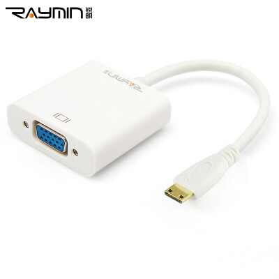 

Rui Ming RM225WH Mini HDMI to VGA HD Converter with Audio Mini to Adapter Cable Adapter Computer Flat Panel Monitor Projector Connection Line White