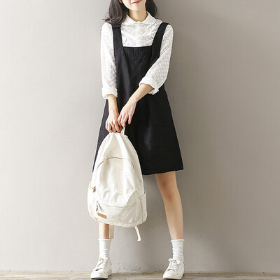 

CITYPLUS Sen Female Arts Fan loose casual cotton&linen straps shorts CWDK172256 black L
