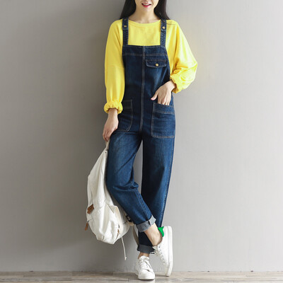 

City plus CITYPLUS 2017 autumn new women&39s arts&trees wild wild fashion loose large yards casual cowboy pants CWKN16Q460 blue L