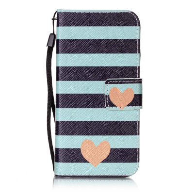 

Blue Stripes Design PU Leather Flip Cover Wallet Card Holder Case for Apple iPhone 6S