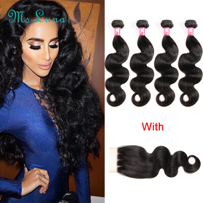 

Fashion Hair 7a Grade 4 Bundles Malaysian Virgin Hair With Closure Malaysian body wave With Closure Malaysian body wave Human Hair