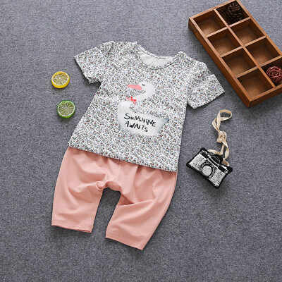 

Ou Mai Beibei children's clothing children's pants harem pants children summer short sleeve suit M0057 color 140 yards