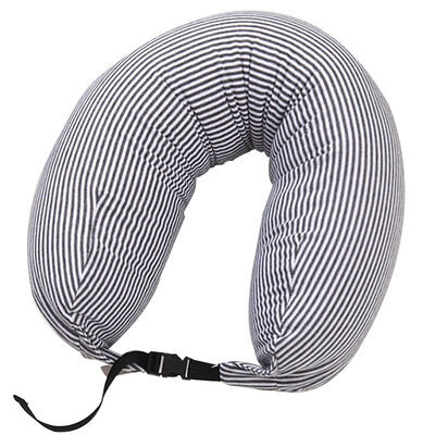 

Bancaini Travel U-pillow Series MUJI Wind Double Striped Striped Long Piece Travel Particle U-Lunch Подушка Car U-Headrest Black