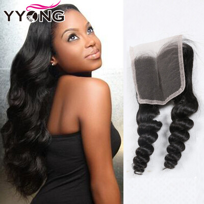 

44 Inch Lace Closure Malaysian Virgin Hair 3MiddleFree Part Loose Wave Closure Bleached Knots Human Hair Closure YYONG Hair
