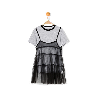 

Balabarra BALABALA girls short-sleeved suit clothes children two-piece women half-sleeved 28192170111 black and white tone 100