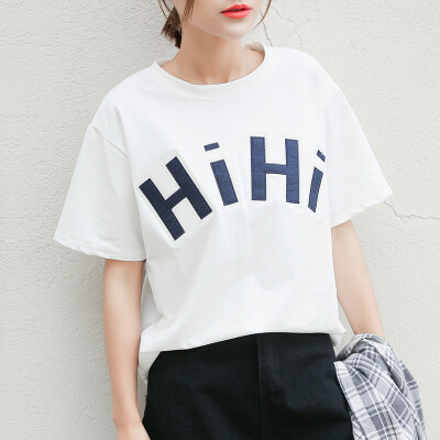 

City Plus CITYPLUS Art Fan Simple Round Collar Loose Letter Shirt Short Sleeve T-Shirt CWTD174165 White