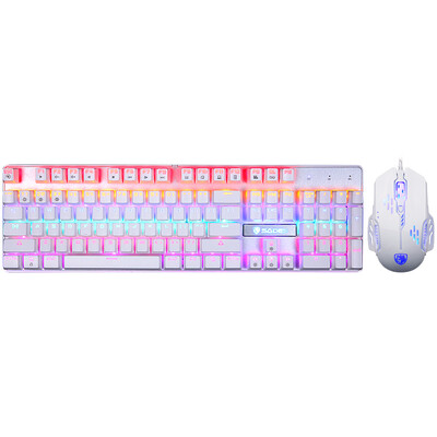 

Sades Pixia mouse&keyboard set of computer games mechanical keyboard mouse set colorful Wrangler style Jedi survival to eat chicken weapon white mixed light green axis