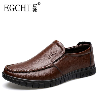

Yichi EGCHI casual shoes male business shoes sets of feet middle-aged shoes 36274 brown 38