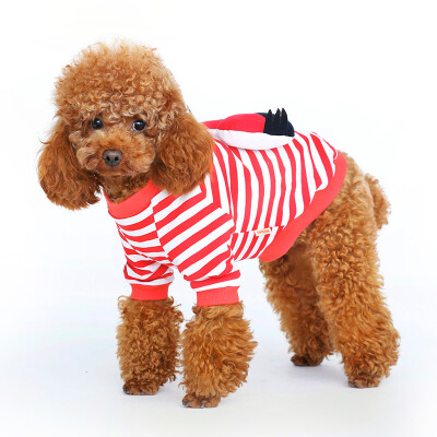 

Huapeng Pet hoopet dog clothes spring&autumn than the bear Teddy puppies puppies feet transfiguration striped shirt blue&white S