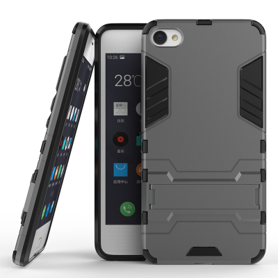 

Gray Slim Robot Armor Kickstand Shockproof Hard Rugged Rubber Back Case For MEIZU U20