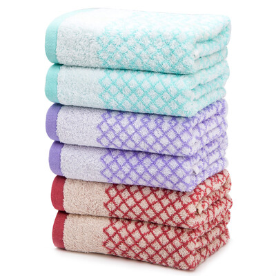 

Yaguang towel home textiles cotton yarn-dyed soft water suction grid rhyme mask 6 red blue purple 95g article 34 72cm