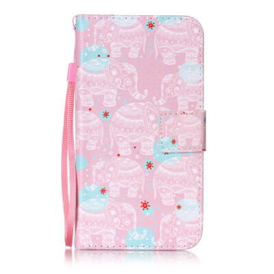 

Pink Elephant Design PU Leather Flip Cover Wallet Card Holder Case for LG K7LG M1