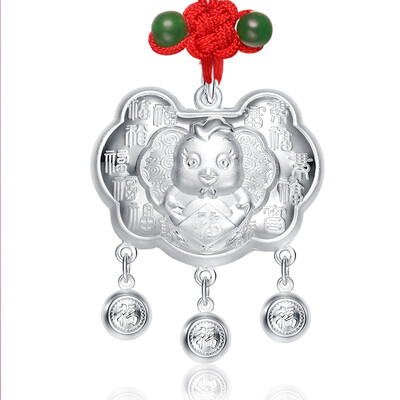 

Bei xi ai long life lock gold baby chicken 999 full silver jewelry children silver lock children's pendants anniversary gift red rope version of the certificate