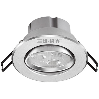 

Three male aurora led spotlights thin background wall ceiling cows eye light angle adjustable 3W hole 75MM car aluminum 6000K white light