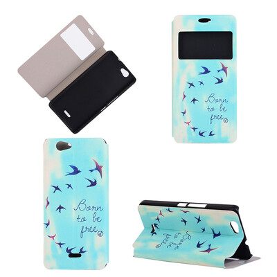 

Flying Birds Sky Design PU Leather Flip Cover Wallet Card Holder Case for Wiko Getway