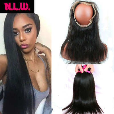 

360 Lace frontal With 3 pcs weft hair bundles22x4x2 Brazilian Virgin human Silky Straight Hair 360 lace frontal with hair bundle