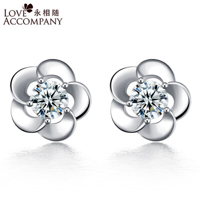 

Forever with the plumage s925 white fungus studen female Korean simple earrings white