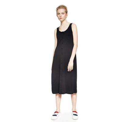 

UR Молодое Женское простое без бретелек дышащее платье H-типа YL18R7BN2000 глубокое черное L