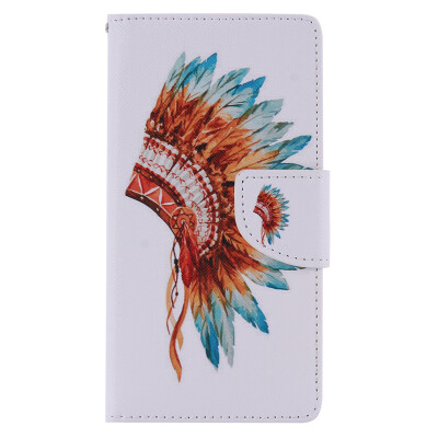 

Indian Hat Design PU Leather Flip Cover Wallet Card Holder Case for SONY M5