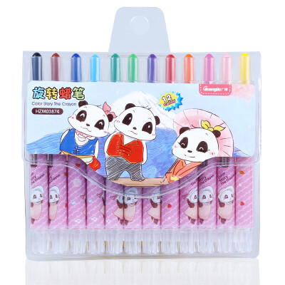 

GuangBo 12 color rotating crayons / painting pen / student stationery panda random HZM03874