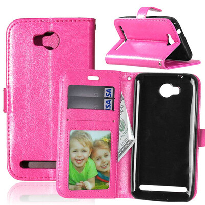 

Rose red Style Classic Flip Cover with Stand Function and Credit Card Slot for HUAWEI Y3 II