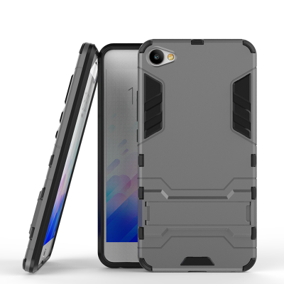 

Gray Slim Robot Armor Kickstand Shockproof Hard Rugged Rubber Back Case For MEIZU X