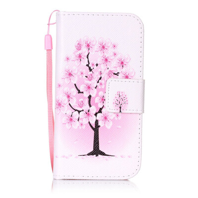 

Peach Blossom Design PU Leather Flip Cover Wallet Card Holder Case for Apple iPhone SE