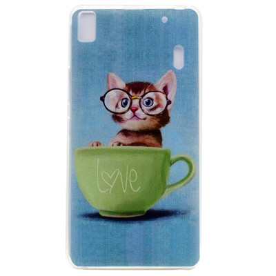 

Glasses cat Pattern Soft Thin TPU Rubber Silicone Gel Case Cover for Lenovo K3 Note/A7000