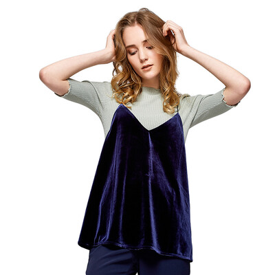 

UR Women&39s elegant Slim was thin round collar wild warm knit T-shirt WE40R9BN2000 blue