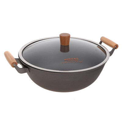 

Aimei 32cm transparent pot ears ears of the original ecological cast iron health stew pot thickening cooking pot gas induction cooker general AZH3262