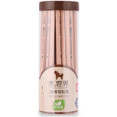 

Deli wood world series hexagonal pen woods 2B pencil examinations dedicated student pencil 50 pcs barrel S907