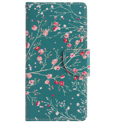 

Blue Apricot Tree Design PU Leather Flip Cover Wallet Card Holder Case for SONY XZ