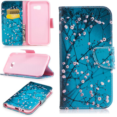 

Plum blossom Design PU Leather Flip Cover Wallet Card Holder Case for SAMSUNG Galaxy A7 2017