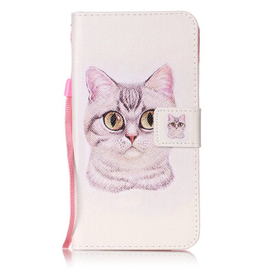 

Short Hair Cat Design PU Leather Flip Cover Wallet Card Holder Case for LG Stylus LS770