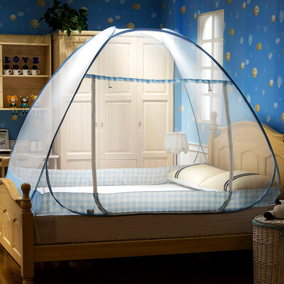 

Yingxin textile-free installation of yurts Bottom mosquito net Mosquito net folding bed magic bed British style - Blue 18 m bed