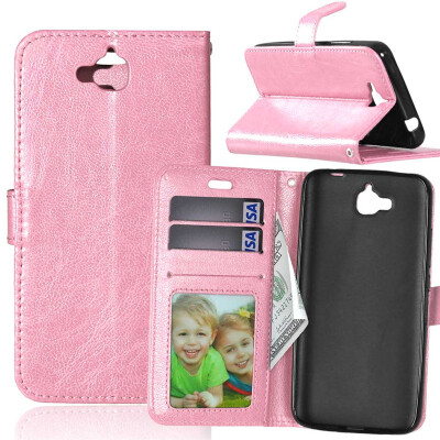 

Pink Style Classic Flip Cover with Stand Function and Credit Card Slot for HUAWEI Y6 Pro/Enjoy 5