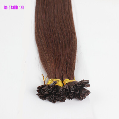 

1g/s 100g Malaysian Remy Hair Color Auburn Straight Custom Capsule Keratin Flat Tip Nail U Fusion Full Human Hair Extension