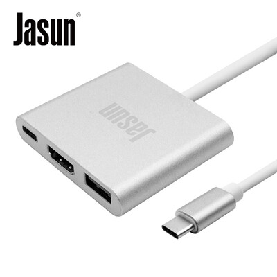 

JASUN Type-C to HDMI Converter + USB3.0 HUB + type-c Зарядный порт Три-в-одном конвертер TV Monitor Line Поддержка 12-дюймового MacBook JS-154