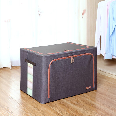 

D series high-end linen Oxford cloth storage box quilt clothing storage box steel frame foldable storage box large 66 liter